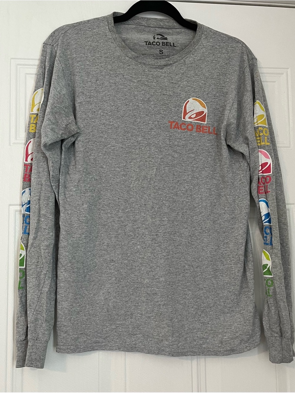 Taco Bell Men's Long Sleeve Logo Tee - Heather Gray